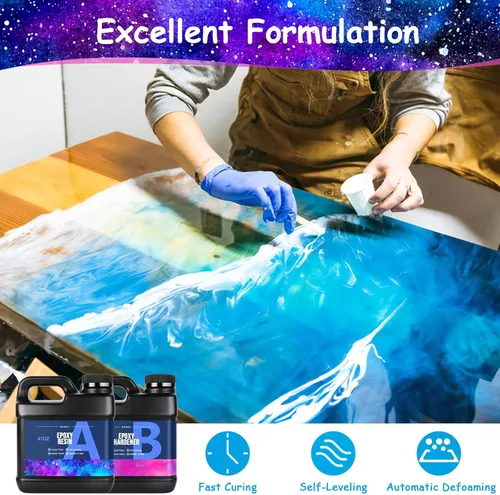 Miniatura 3 de KISREL Resina Epoxi 82oz - Kit de Resina Epoxi Transparente con 15 Pigmentos y 15 Colores de Polvos de Mica - Sin Amarillamiento Sin Burbujas Resina