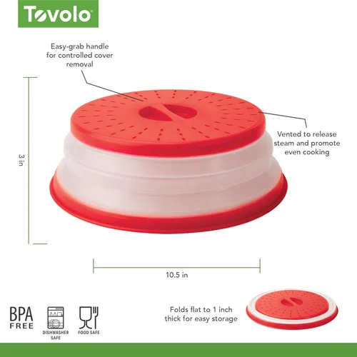 Miniatura 6 de Tovolo Cubierta antisalpicaduras para microondas para alimentos, mediano (rojo manzana acaramelada) – Tapa protectora antisalpicaduras de silicona