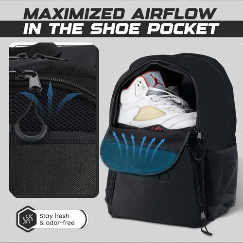 Miniatura 3 de Bolsa deportiva de fútbol y baloncesto con bomba de pelota - Mochila de baloncesto con compartimento separado para pelota y portazapatos, bolsa