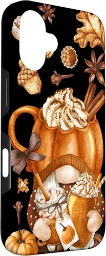 Miniatura 3 de Funda para iPhone 16 con diseño de calabaza y especias de gnomo de Acción de Gracias