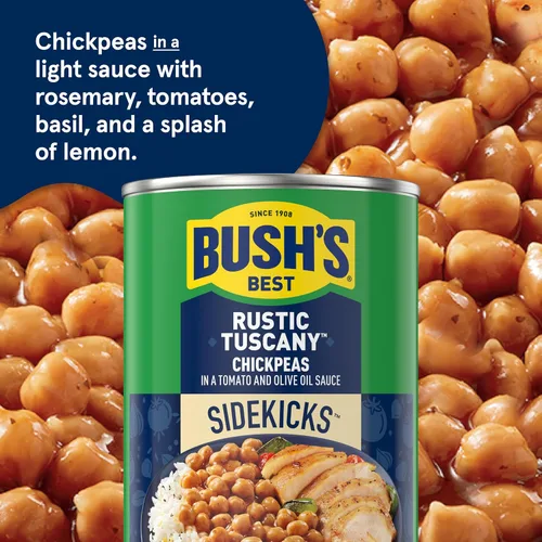 Miniatura 4 de BUSH'S BEST Latas de Garbanzos Rústicos de la Toscana de 15.5 oz, fuente de proteína vegetal y fibra, bajas en grasa, sin gluten, (paquete de 12)