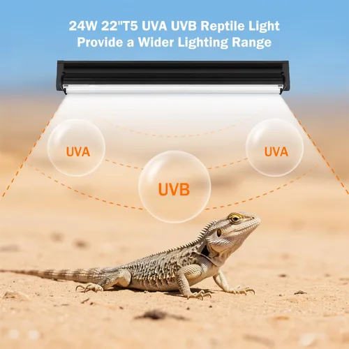 Miniatura 4 de Lámpara T5 10.0 UVB para reptiles, T5 UVA UVB Tubo de luz Blub 24W 22" para dragón barbudo, tortuga, lagartos del desierto, Gecko leopardo, lámpara