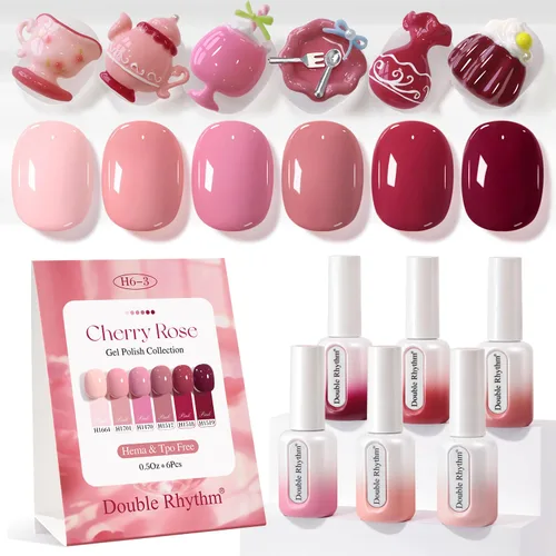 Miniatura 23 de Double Rhythm Juego de 6 esmaltes de gel sin hema, de 0.50 onzas, del mismo color, del mismo color, con el mismo color que se remoja, kit de esmalte