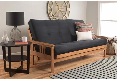 Miniatura 2 de Kodiak Furniture Colchón futón de algodón y espuma de tamaño completo de 7 pulgadas en gamuza negra, marco no incluido