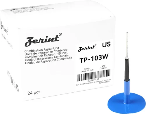 Miniatura 5 de TP-101W Unidad de reparación combinada, tapón de parche de reparación de neumáticos 5/32" x 1" vástago envuelto 24 piezas