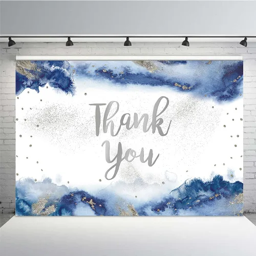 Miniatura 7 de MEHOFOND Fondo de graduación con texto en inglés "Thank You for All You Do" de 7 x 5 pies, color dorado y azul claro, acuarela para padres