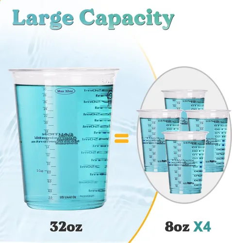 Miniatura 2 de LET'S RESIN Vasos mezcladores de resina, 45 piezas de 32 oz (1000ml) con 2 escalas, vaso mezclador de pintura preciso con guantes protectores, vasos