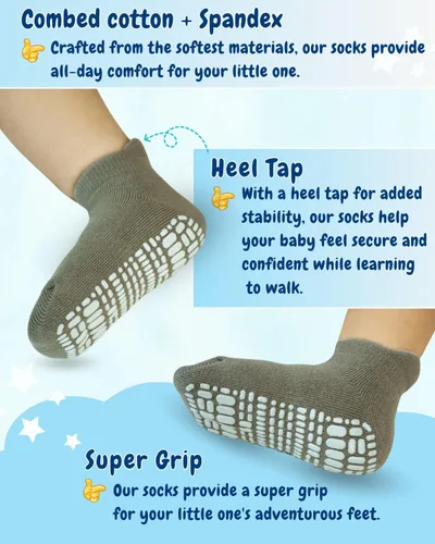 Miniatura 3 de RATIVE Calcetines antideslizantes con puños para bebés, niños y niñas