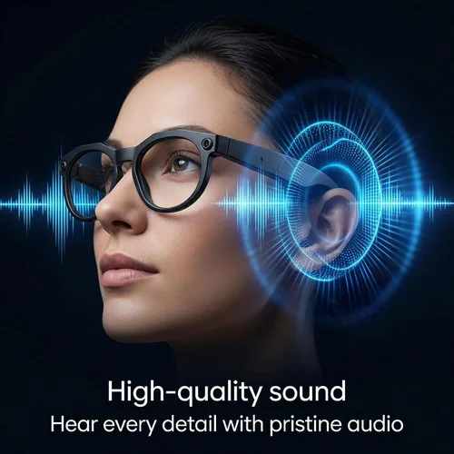 Miniatura 7 de Lentes de cámara inteligente AI, grabación de video POV HD 1080P y traductor, reconocimiento de objetos, audio Bluetooth para llamadas musicales