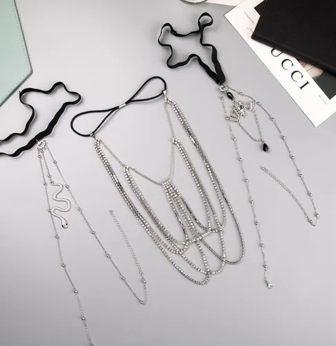 Miniatura 8 de Cadenas de muslo para mujer, 8 cadenas de piernas para mujer, cadena de pierna de serpiente, cadena de cuerpo en capas, juego de joyería de playa