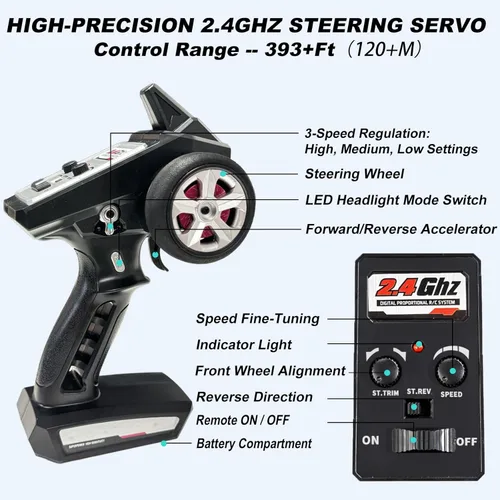 Miniatura 4 de Auto RC sin escobillas a escala 1:16 para adultos, alta velocidad de 45+ MPH, camión RC 4WD impermeable todo terreno con 2 baterías y controlador