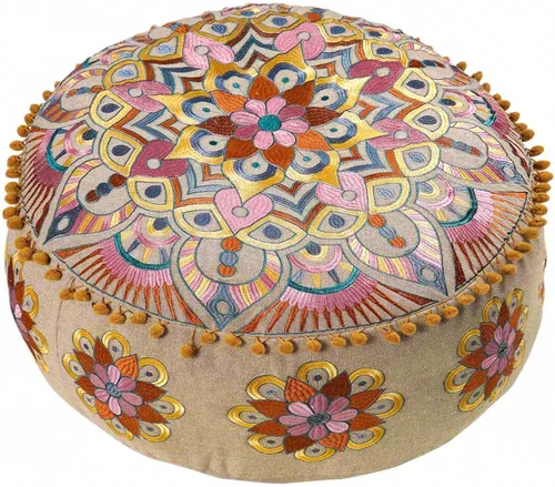 Miniatura 14 de Mandala Life ART Funda de cojín para el suelo bohemia – Decoración de lujo para habitación artesanal, funda de puf para meditación, yoga y área