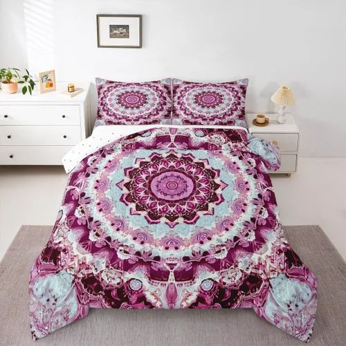 Miniatura 26 de Erosebridal Oriental Bedding - Juego de edredón vintage para cama individual, diseño floral persa, bohemio, tribal, tradicional, estético