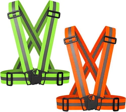 Chaleco de seguridad reflectante, 2 piezas, chaleco de alta visibilidad, correas ajustables para correr, ciclismo, caminar, trabajadores Verde +