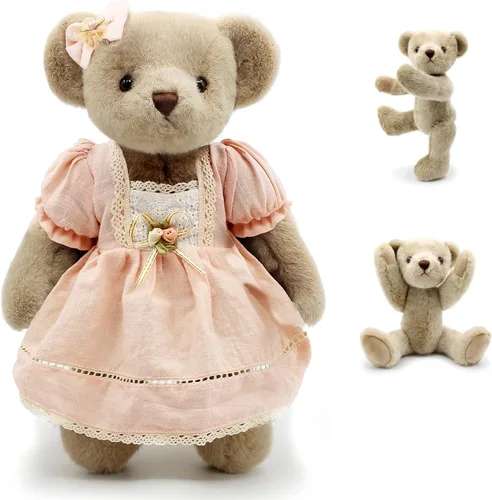 Miniatura 4 de suepcuddly Oso de Peluche Articulado Animales de Peluche Pequeño Juguete de Peluche Suave con Tela (Naranja 13 Pulgadas)
