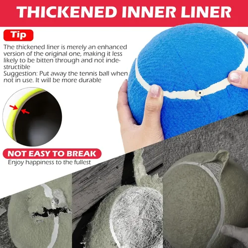 Miniatura 4 de EXPAWLORER Pelotas de tenis gigantes para perros – 2 pelotas interactivas de 9.5 pulgadas para entrenamiento en interiores y exteriores, juguetes