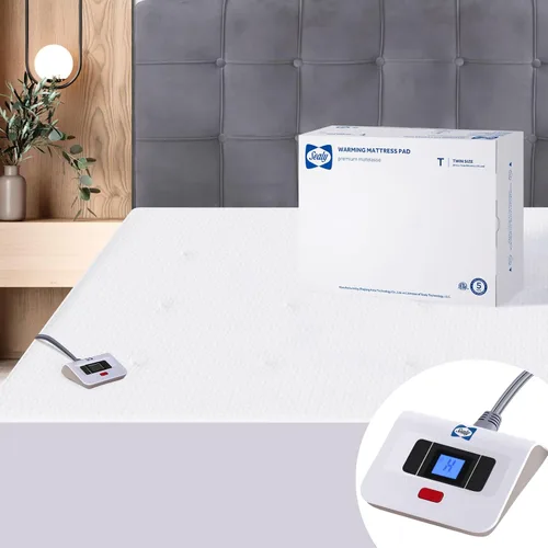 Miniatura 13 de Sealy Protector de colchón con calefacción tamaño completo de 54 x 75 pulgadas, calentador de cama eléctrico con calefacción por zonas con bolsillo