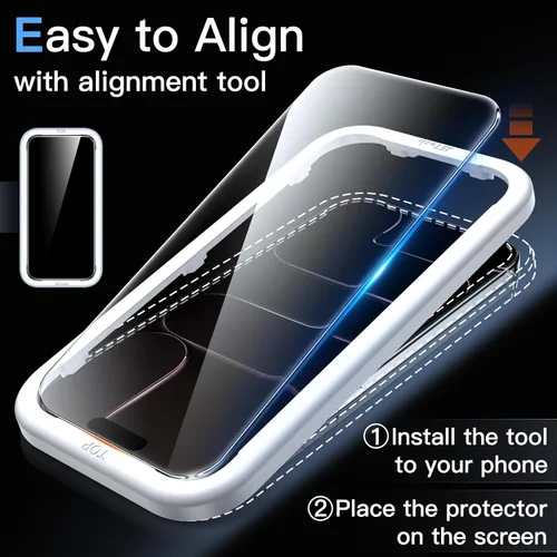 Miniatura 4 de JETech Protector de pantalla para iPhone Air, película de vidrio templado con herramienta de fácil instalación, dureza 9H, compatible con fundas
