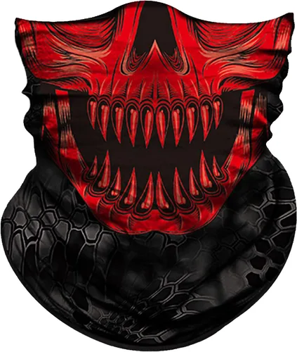 Miniatura 20 de Obacle Bandana máscara facial cuello polaina tubo máscara hombres mujeres para protección solar contra el polvo Bandera de calavera blanca y negra