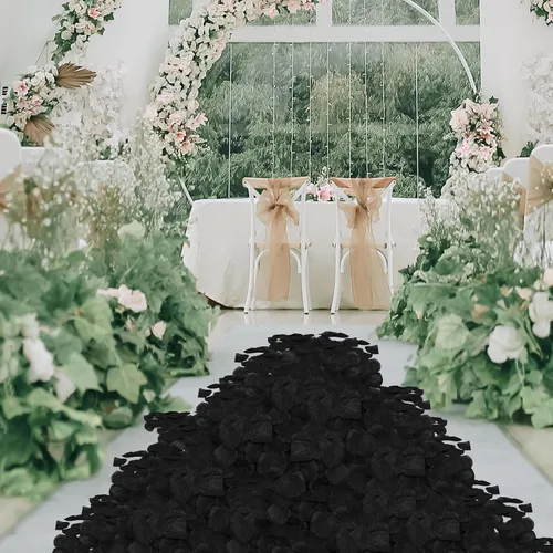 Miniatura 6 de JHFGJGH 500 Piezas Pétalos de Rosa Negros Exquisitos, Pétalos de Rosa de Seda de Imitación, Pétalos de Flores Artificiales para Noches Románticas