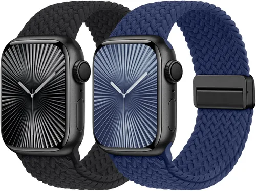 Miniatura 23 de Bandas elásticas trenzadas con cierre magnético compatibles con Apple Watch de 1.496 pulgadas, 1.575 pulgadas, 1.614 pulgadas, 1.654 pulgadas, 1.732