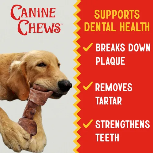 Miniatura 5 de Canine Chews Huesos de cuero crudo anudados de carne de res de 8 a 9 pulgadas para perros grandes, huesos de cuero crudo duraderos para perros