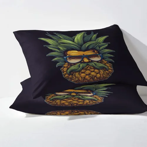 Miniatura 2 de Juego de sábanas de piña tamaño Queen, sábanas de frutas tropicales, sábanas y fundas de almohada estampadas de 4 piezas, sábana bajera ajustable