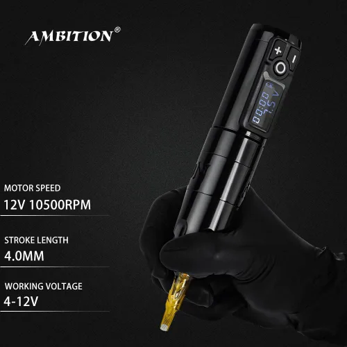 Miniatura 3 de Ambition Soldier - Bolígrafo rotativo de batería para tatuajes con cartucho, máquina de tatuaje con motor sin núcleo de 2400 mAh, fuente