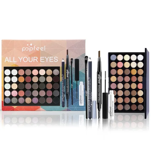 Pure Vie Kit de maquillaje todo en uno para vacaciones, set de regalo cosmético esencial para principiantes que incluye paleta de sombras de ojos,