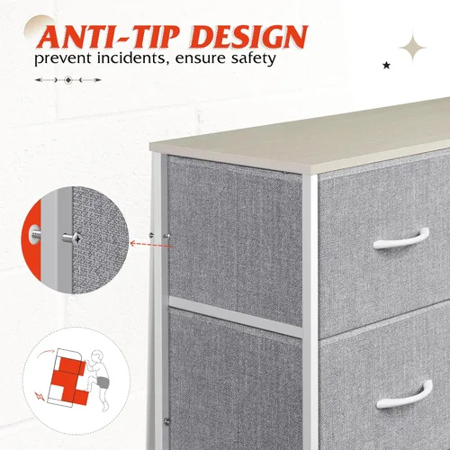 Miniatura 7 de WLIVE - Cómoda alta para dormitorio con 10 cajones, cómoda de dormitorio, muebles de dormitorio, unidad organizadora de almacenamiento con cajones