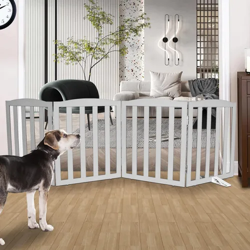 Miniatura 10 de Puerta para Perros Independiente para Interiores, Puerta para Perros Plegable, Puertas para Mascotas para Entradas, Escaleras o Pasillos, Puerta