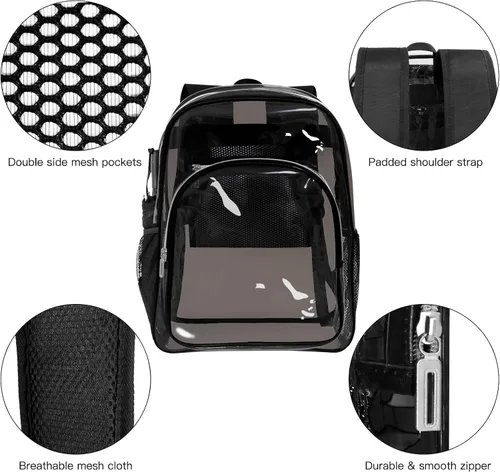 Miniatura 6 de HEEYA Mochila transparente resistente para seguridad, deportes, trabajo, viajes, estadio