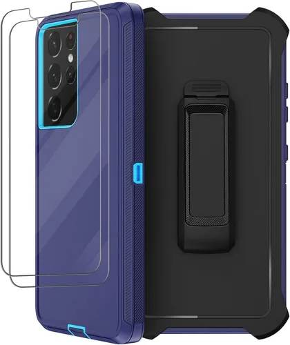 Miniatura 10 de Funda para Samsung Galaxy S21 Ultra con funda de clip para cinturón, 2 protectores de pantalla, cuerpo completo resistente, a prueba de golpes, a