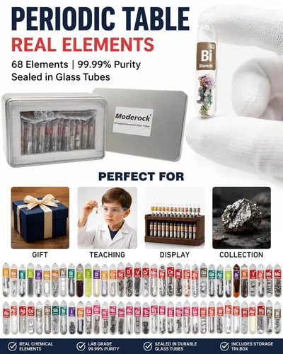 Miniatura 3 de Tabla Periódica de Elementos Reales, 99.99% de Pureza, Sellada en Tubo de Vidrio, para Regalo, Enseñanza, Exhibición, Colección, 68 Piezas