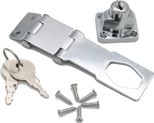 Miniatura 4 de WANLIAN Cerradura de seguridad oculta de alta resistencia, 2 piezas de doble bisagra con llave, enlace flexible, acero inoxidable y aleación