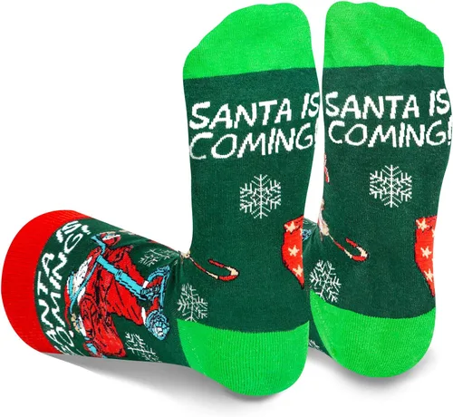 Miniatura 5 de PanPacSight Calcetines redondos de Navidad para hombre, calcetines divertidos de culto medio