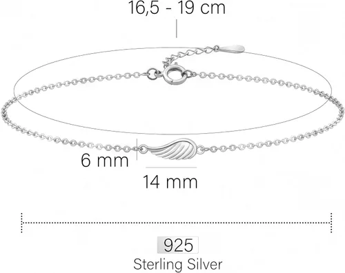 Miniatura 4 de Sofia Milani - Pulsera de plata de ley 925 maciza para mujer - Colgante de alas de pluma de ángel - 30239, Metal