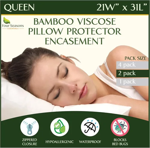 Miniatura 9 de Four Seasons Essentials Protector de almohada impermeable de tamaño corporal (juego de 1) – Viscosa natural derivada de bambú – Fundas de almohada