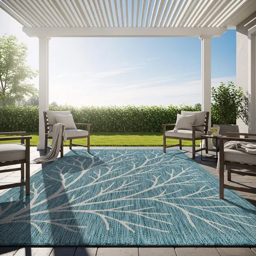 Miniatura 36 de Alfombra Lavable para Interiores y Exteriores 8x10 Resistente a la Intemperie Alfombras de Área Modernas de Yute Sólido para Porche Terraza Balcón