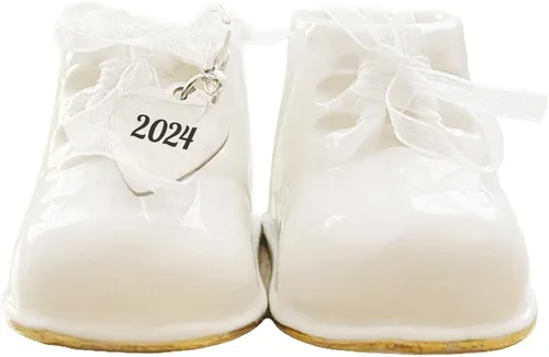 Miniatura 3 de Adorno navideño de zapato de bebé 2024 – Adorno de botines de bebé personalizados blancos – Adorno de zapato de bebé – Primera Navidad del bebé
