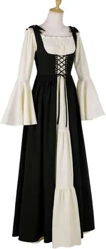 Miniatura 2 de Womens's Renaissance Medieval Vintage Long Dress Flared Sleeve Gothic Vintage Dress