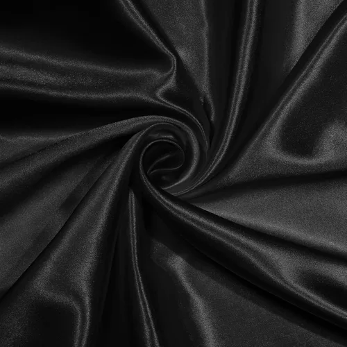 NSGZ Tela de satén negro por yarda, 2 yardas de 152,4 cm de ancho, tela sedosa de satén sólido para novia, boda, vestido, manualidades, decoración