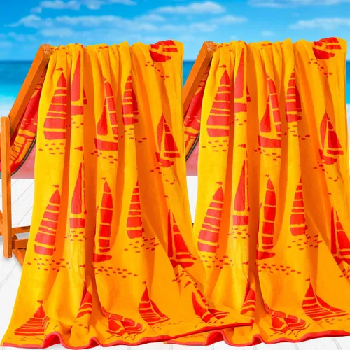 VOOVA & MOVAS 2 toallas de playa grandes de algodón grueso – 40 x 75 pulgadas 650GSM, jacquard, toallas de piscina para hombres y mujeres – Sábanas