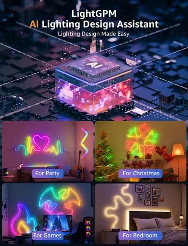 Miniatura 5 de Lepro N1 AI - Cuerda de luces RGB inteligentes para Navidad, diseñador de iluminación AI personalizado, sincronización de música LightBeats