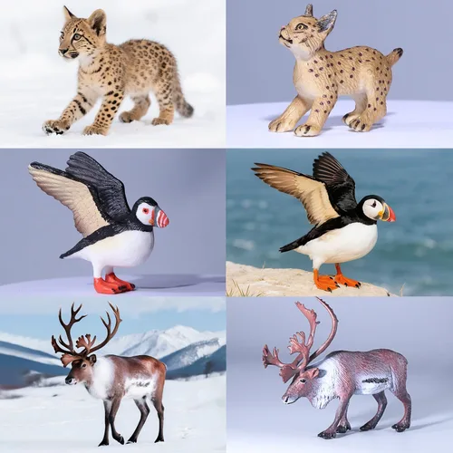 Miniatura 4 de SIENON Juego de 60 piezas de juguetes de animales árticos, mini figuras de animales de invierno con oso polar, pingüino, caribú, frailecillo, lince