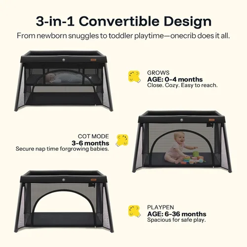 Miniatura 8 de HARPPA Cuna de viaje con colchón cómodo, cuna portátil ligera que no requiere montaje, paquete plegable y juego para bebés y niños pequeños, patio