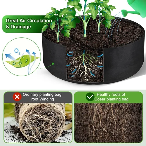 Miniatura 3 de Bolsa de cultivo grande de 15 galones, macetas redondas elevadas de tela resistente para plantar hierbas, flores, vegetales y papas