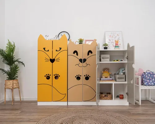 Miniatura 2 de Armario de vestir para niños pequeños fabricado en Europa, 9 colores de almacenamiento para niñas y niños, pintura a base de agua, armario de vestir