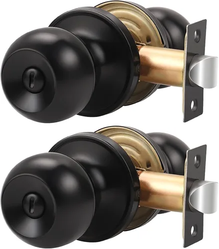 Miniatura 15 de Knobonly Paquete de 2 Pomos de Puerta de Níquel Satinado para Dormitorio/Baño Juegos de Puertas de Privacidad Herrajes Manijas de Puerta Interiores