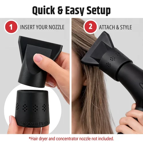 Miniatura 5 de SnozzlePro - Adaptador universal para secador de pelo para boquillas concentradoras, diseño patentado antideslizante, se adapta a la mayoría